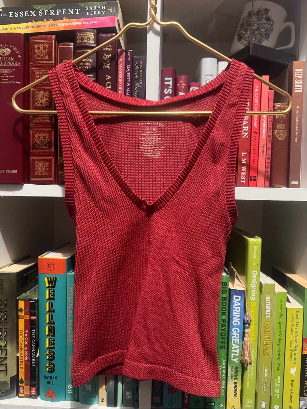 Free People Ribbed V-Neck Tank Top - Red